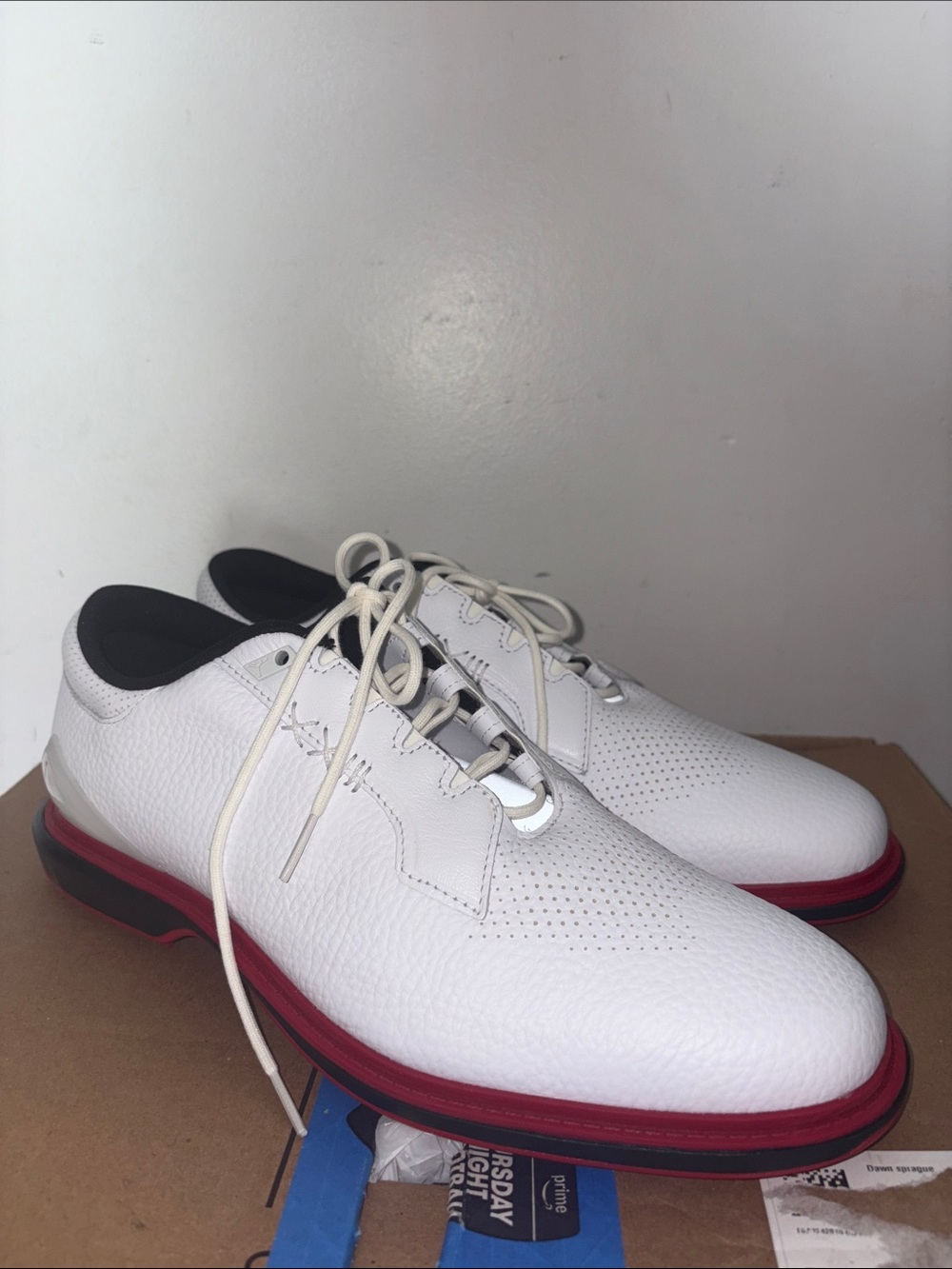 Jordan Men’s White and Red Slip-On Golf Shoes size 12 - Picture 3 of 5